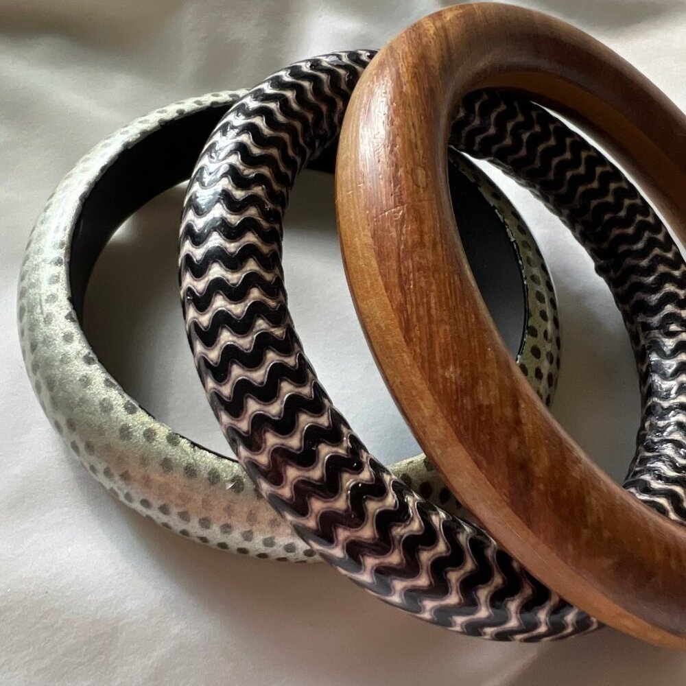 Boho Mixed Chunky Bangle Costume Fashion Bracelet Set of 3